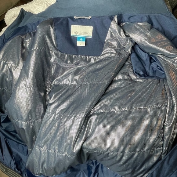 Columbia Omni-Tech Insulated Blue Jacket Zipper Snap Button Closure Size Large - Picture 12 of 16